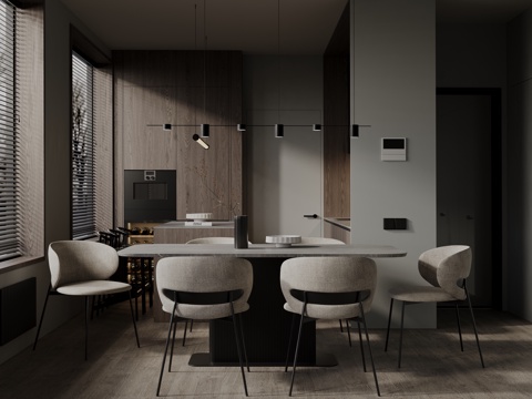  现代餐厅3d模型 