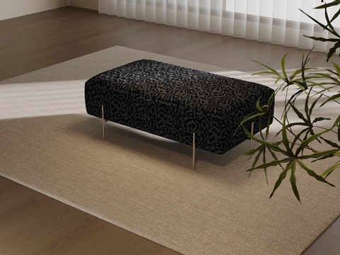  现代床尾凳 布艺换鞋凳3d模型 