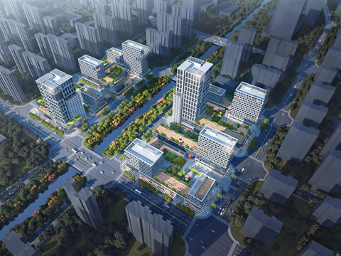 智能制造产业园 办公楼建筑su模型