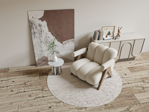 休闲单人沙发组合su模型