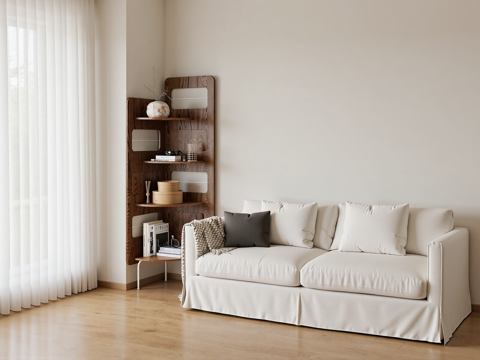 现代边几沙发组合su模型