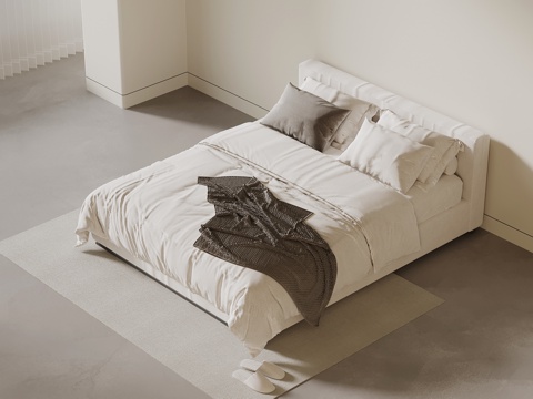 现代双人床su模型