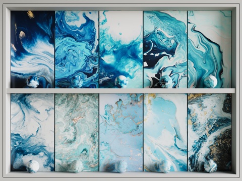 现代蓝色石材 蓝色纹路大理石 岩石 奢石 蓝金石材su模型