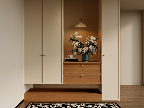 法式奶油风玄关柜su模型