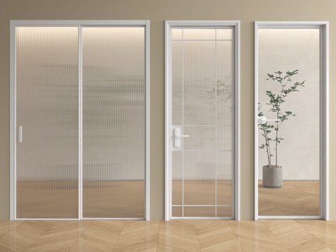 现代玻璃门 单开门 推拉门 厨卫门 长虹玻璃门su模型