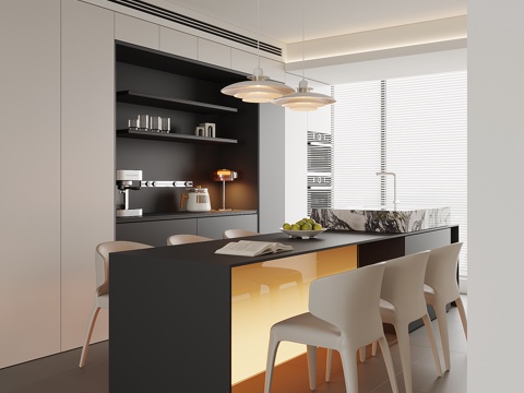 现代家居餐厅su模型