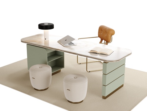 现代书桌椅 书桌 凳子su模型