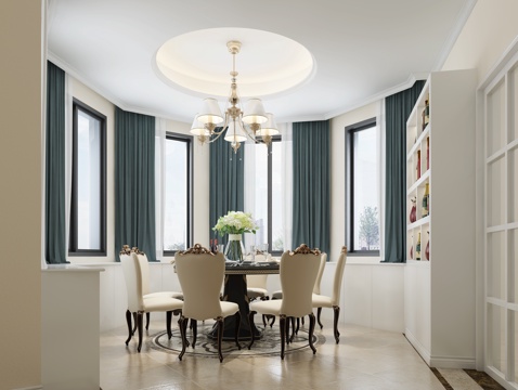  简欧家装餐厅3d模型 