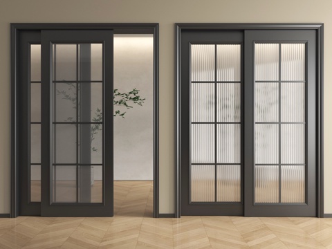 法式玻璃门 玻璃推拉门 阳台门 厨卫门su模型