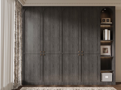 法式衣柜 成品到顶衣柜su模型