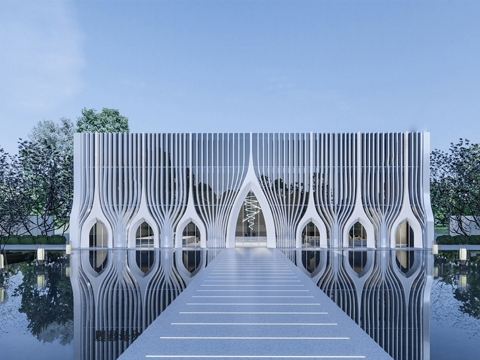 现代售楼处建筑 售楼部建筑su模型