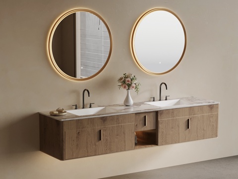 现代中古风浴室柜su模型