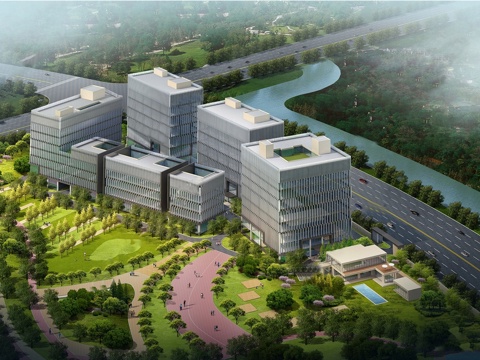 现代智能制造产业园 工业研发厂房 办公楼建筑su模型