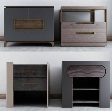  中式现代床头柜3D模型3d模型 