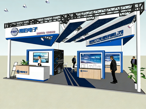 现代展台_科技展台_科技展厅_展厅_展位设计_美称su模型