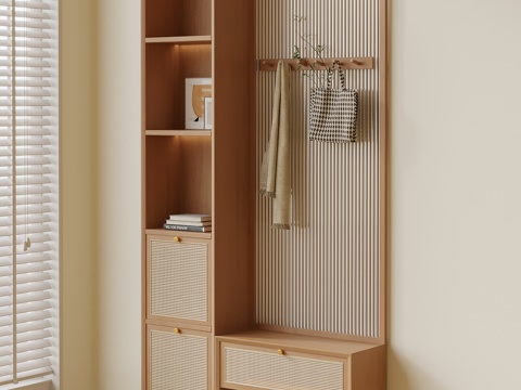 中古风玄关柜 鞋柜 边柜su模型