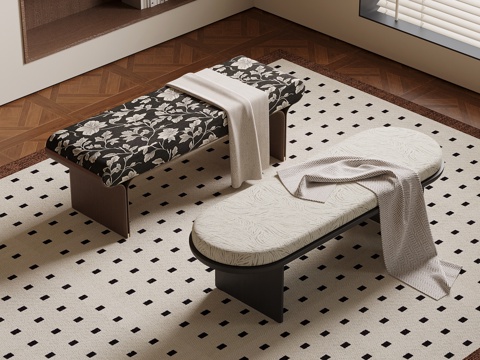 法式中古风换鞋凳su模型