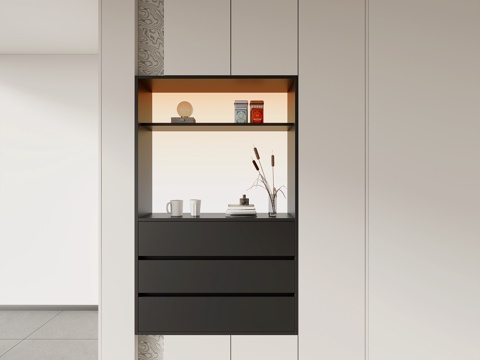 现代餐边柜 围合餐边柜 装饰柜 茶水柜 玄关柜su模型