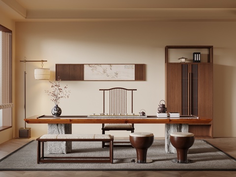  新中式茶室3d模型 