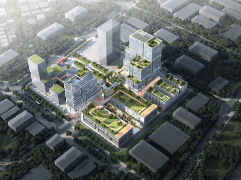 现代办公产业园区 智能制造产业园 研发厂房su模型