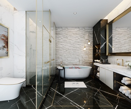  现代卫生间3d模型 