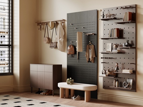 中古风鞋柜su模型