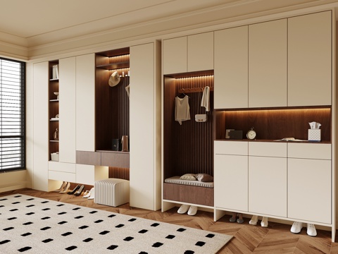 中古风鞋柜su模型