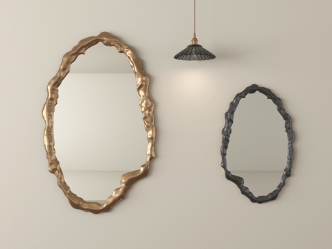 法式中古风化妆镜 梳妆镜 装饰镜 异形镜su模型