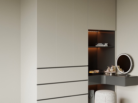 现代衣柜 梳妆台su模型