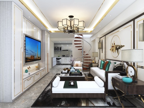  新中式现代公寓3d模型 