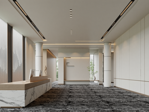 现代写字楼办公大堂酒店大堂su模型