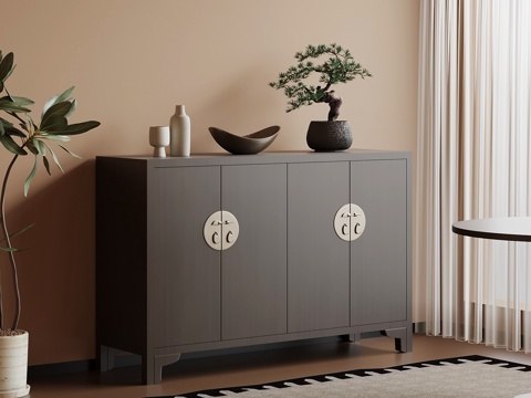 新中式玄关柜 边柜su模型