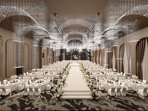 现代轻奢婚礼宴会厅su模型