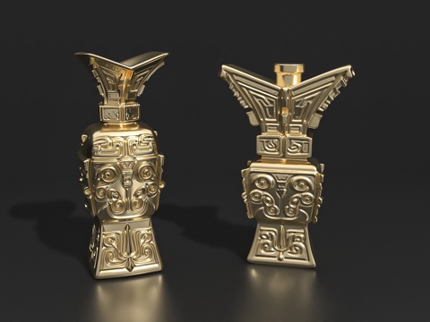  酒壶酒器古董金属器皿酒瓶饰品摆件3d模型 