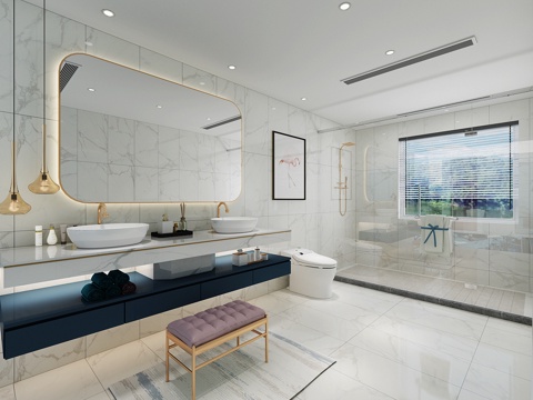  现代卫生间3d模型 