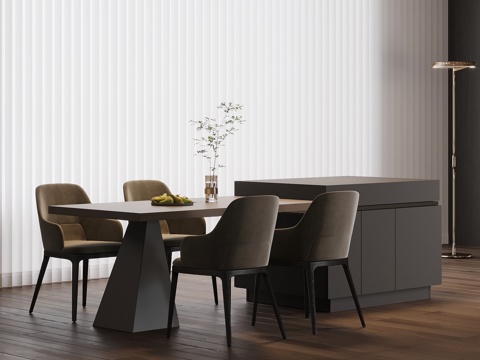 现代简约岛台 餐桌椅su模型