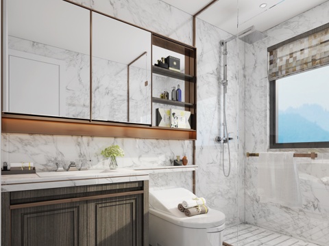  现代卫生间3d模型 