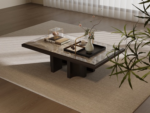 新中式茶几su模型