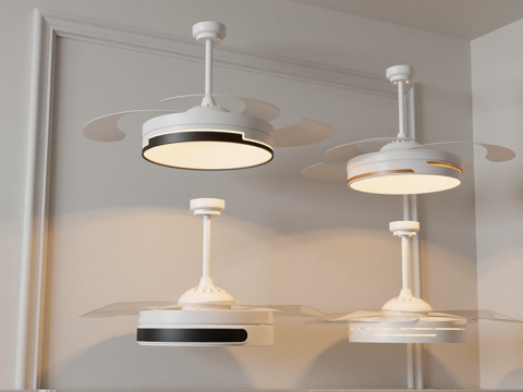 现代风扇吊灯su模型