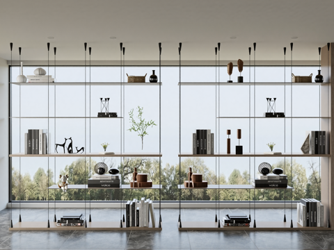 现代简约书柜装饰柜su模型