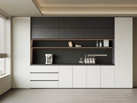 现代意式酒柜 餐边柜su模型