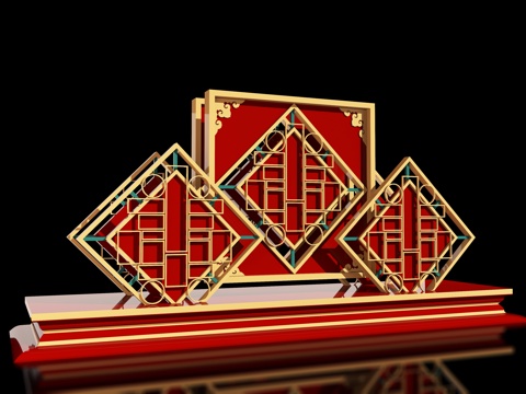 新中式舞台 国风国潮舞台 美陈 网红美陈 商场美陈装置 户外su模型