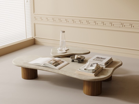 现代奶油风茶几su模型