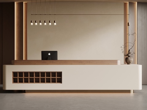 中古风前台 接待台su模型