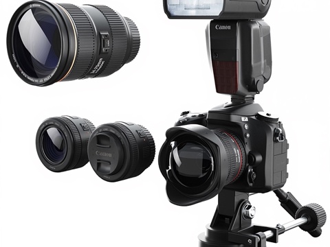  尼康 相机 闪光灯 佳能 镜头 脚架3d模型 