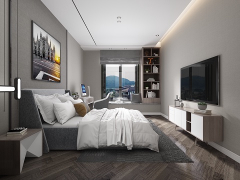  后现代主人房3d模型 