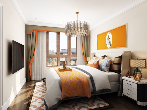  现代卧室3d模型 