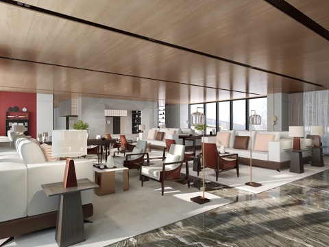  新中式售楼处洽谈区3d模型 