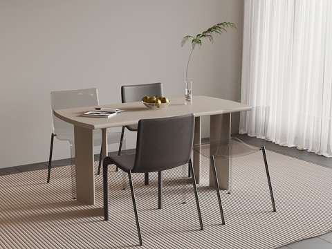  现代意式餐桌椅3d模型 