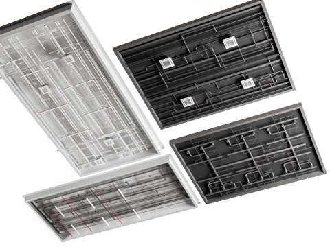  现代开放办公区吊灯 管道吊顶吊灯 拼接吊灯 公共办公区吊灯3d模型 